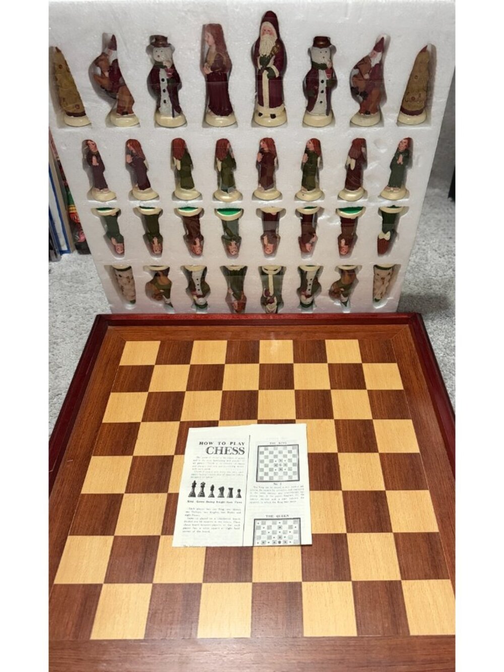 Vintage Christmas Chess Set With 32 Figurines Christmas Decoration